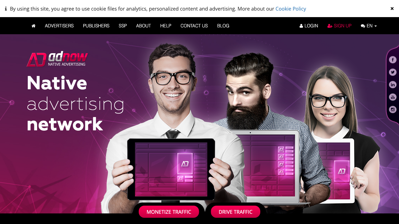 Screenshot of AdNow ad network