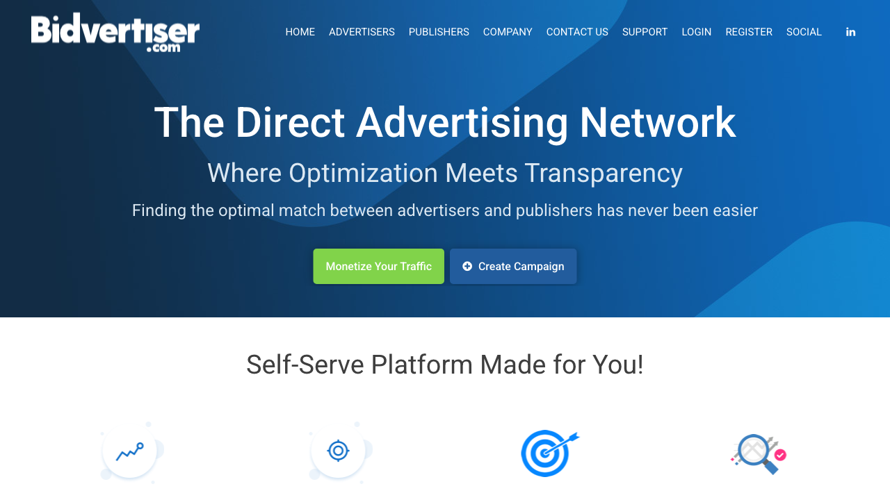 Screenshot of BidVertiser ad network