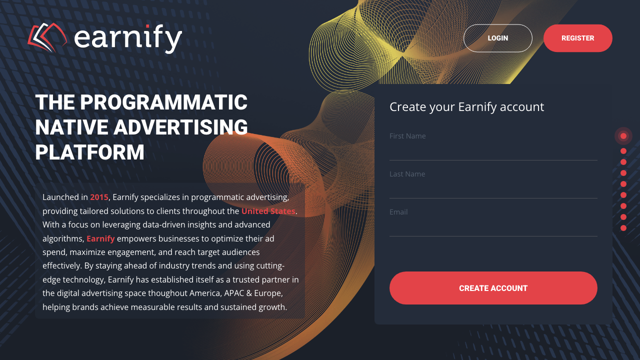 Screenshot of Earnify ad network