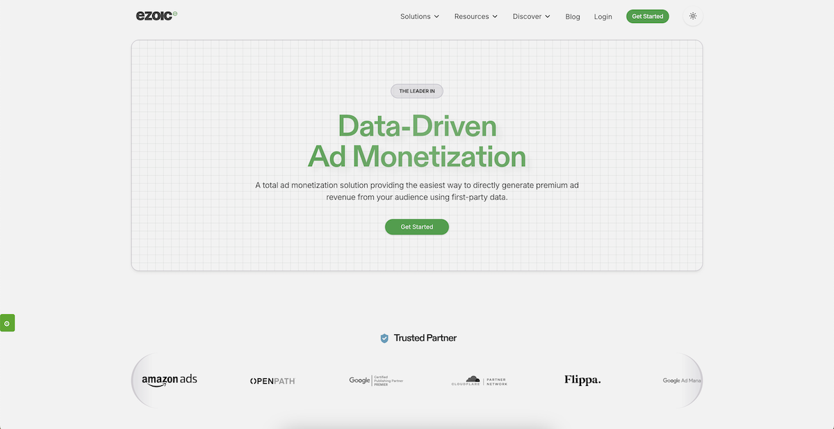 Screenshot of Ezoic ad network