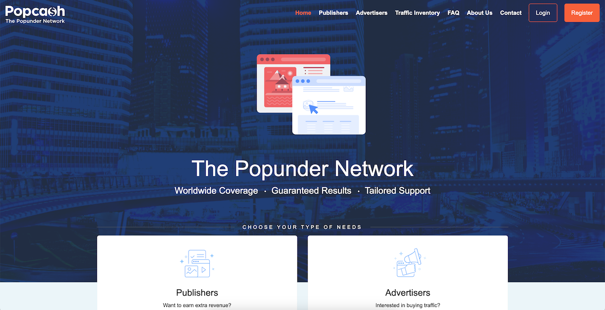 Screenshot of PopCash ad network