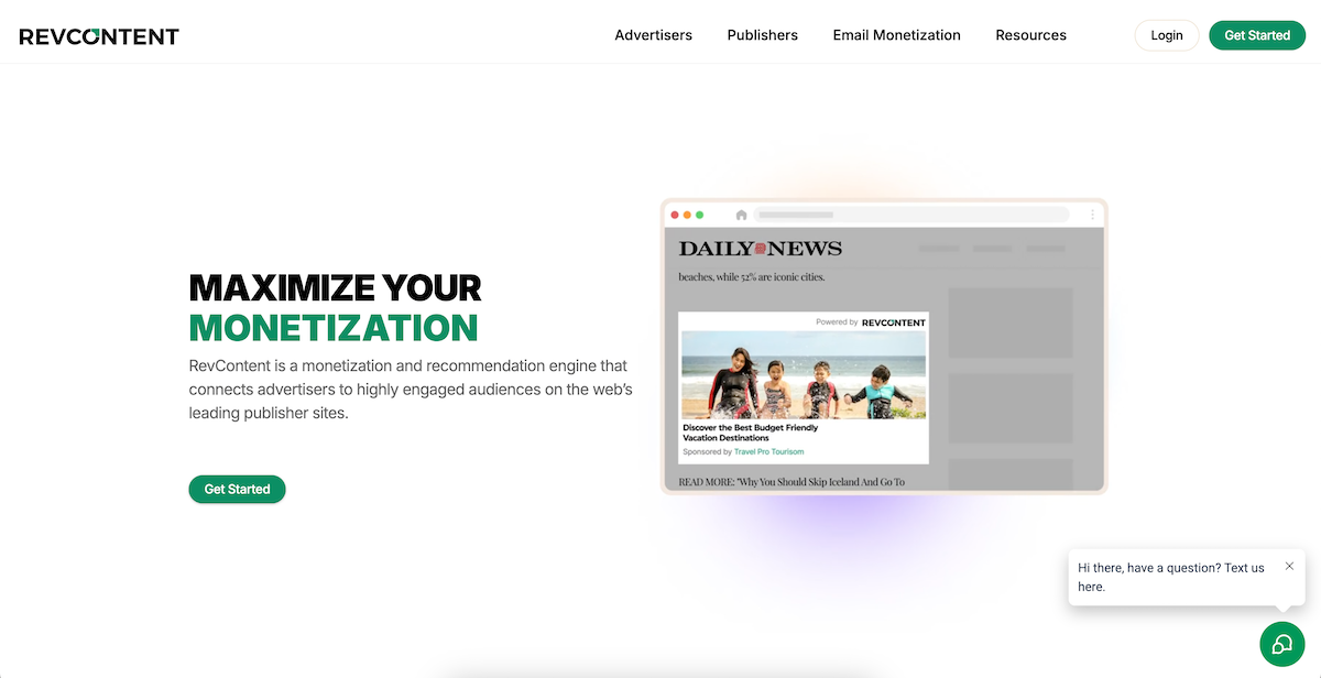 Screenshot of RevContent ad network