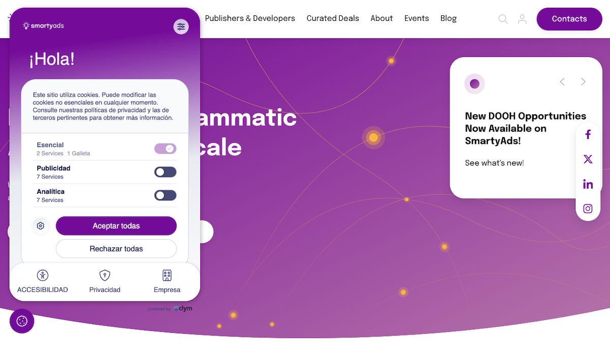 Screenshot of SmartyAds ad network