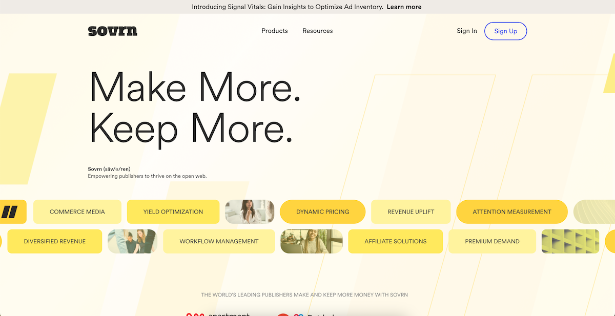 Screenshot of Sovrn ad network